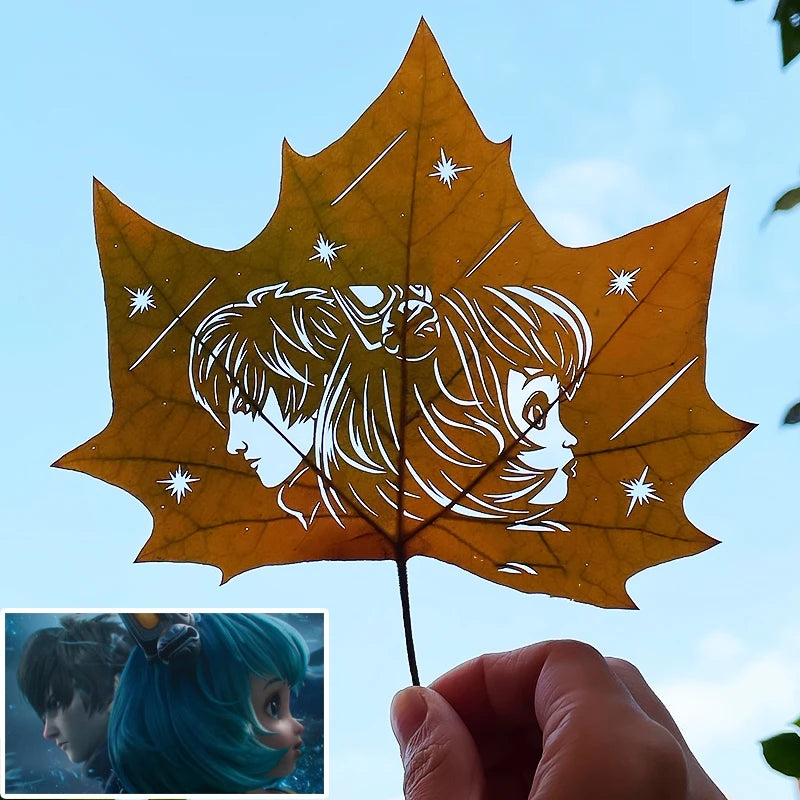 Custom Leaf Carving Portraits - Unique Gift for Birthdays, Anniversaries & Special Occasions