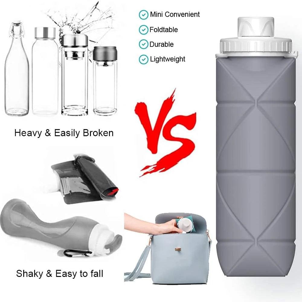 600ML Silicone Collapsible Water Bottle