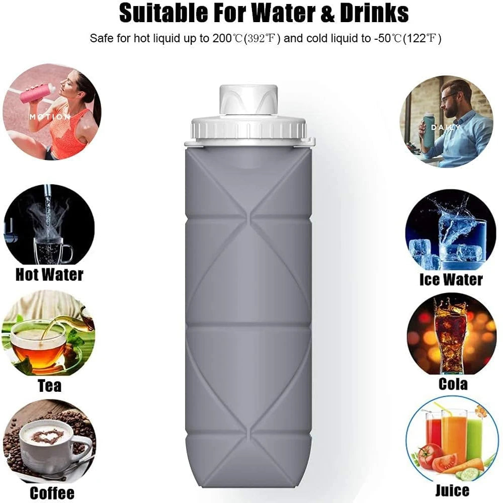 600ML Silicone Collapsible Water Bottle