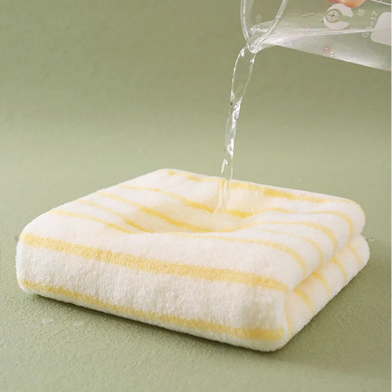 Adult Face Bath Towel Coral Fleece Stripe Face Towel Thickened Super Water Absorbent Towels Home  Hotel Bathroom Supplies